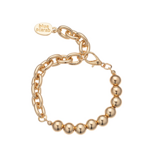 Amor gold beaded and chain link bracelet