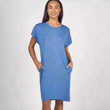 Load image into Gallery viewer, Nicks Bamboo Slouch Tee Dress Ocean Blue